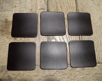 6 coasters / drip mats 3mm sleek leather darkbrown 9,5cm x 9,5cm