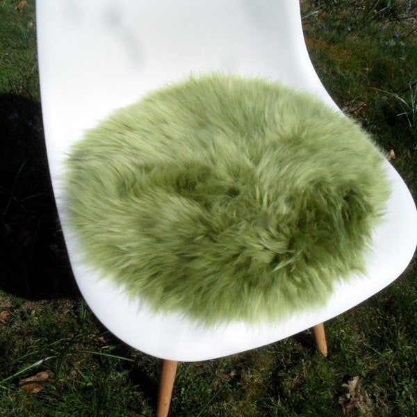 Sitzauflage Schaffell Pad grasgrün ca. 40cm rund