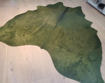 XL cowhide bullskin khaki green dyed bullskin cowhide approx. 235 cm x 216 cm