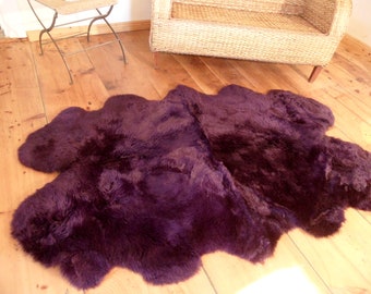 Sheepskin Lambskin Carpet aubergine ca. 195cm x 115cm