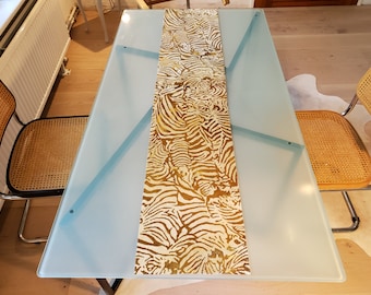 Table runner cowhide beige/brown gold metallic approx. 147 cm x 30 cm