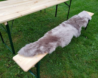 Housse de siège en peau de mouton pour bancs de bière couleur champignon environ 200 cm