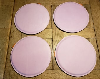 4 seat cushions made of genuine leather lilac-colored and wool felt round 37 cm