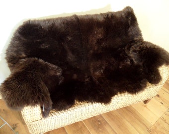 Sheepskin Lambskin Carpet darkbrown ca. 195cm x 115cm