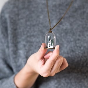 Paper greenhouse glass bell necklace