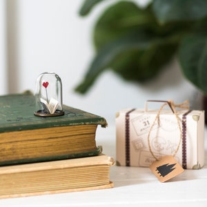 Personalized Message in a Miniature Paper Book, Glass Dome Gift