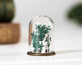 Papier grünes Haus Miniatur Ornament