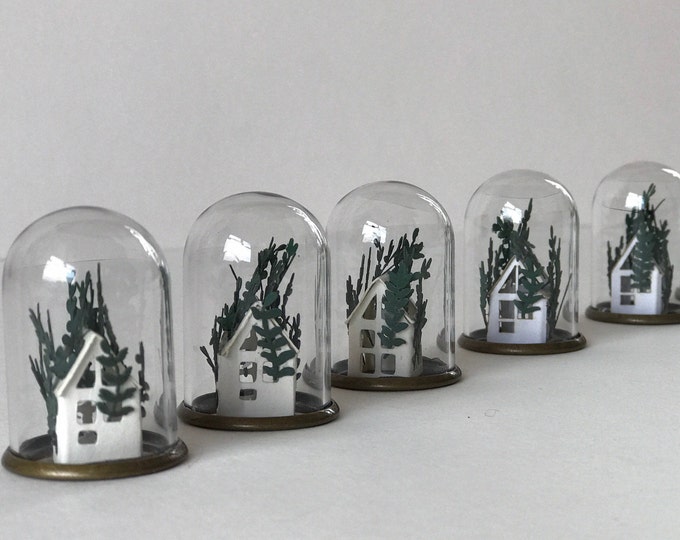 Paper greenhouse mini ornament, paper terrarium