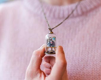 Family portrait miniature ornament, personalised family photo miniature