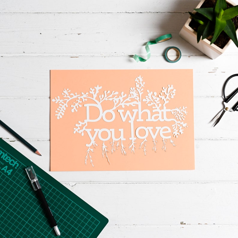 Positive affirmation paper cutting kit, adult craft kit, do what you love image 1