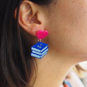 Book pile acrylic dangle drop earring image 7