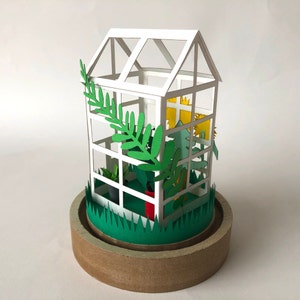 Paper craft kit greenhouse, DIY paper craft model kit for adults image 6