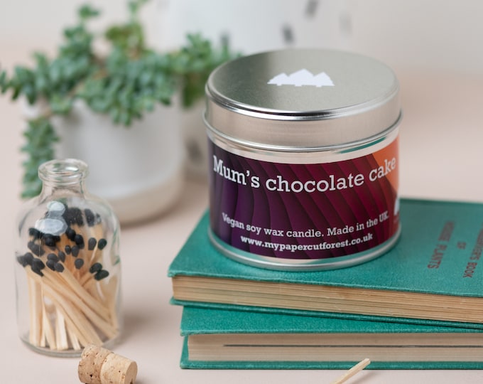Chocolate scented candle, organic soy vegan cake scented candle