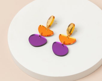 Pebbles mirror acrylic earrings, dangle perspex earring