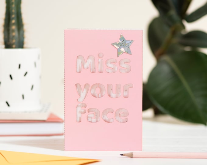Miss your face eco seed card, thinking of you eco laser cut card