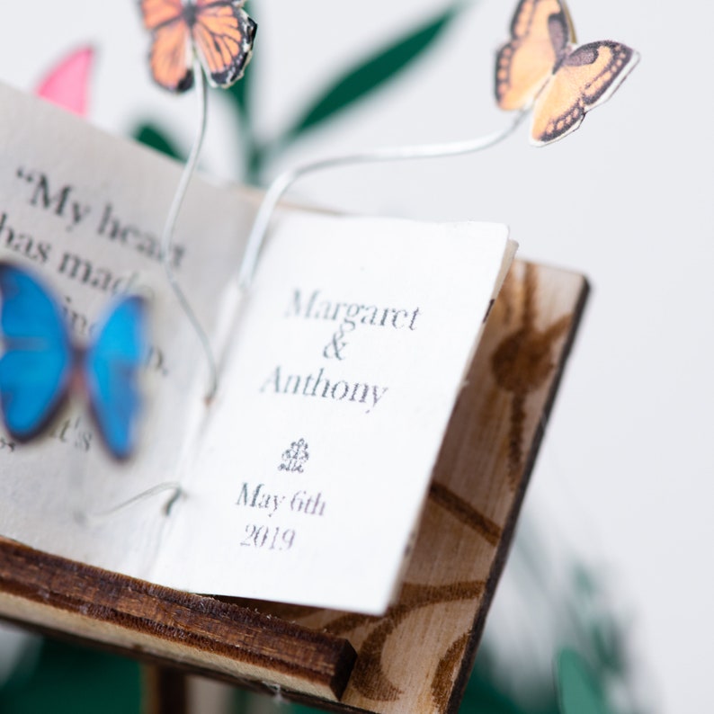 Personalised butterfly book on stand, handmade paper sculpture image 5