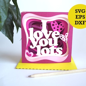 Tunnel card love you, 3D paper cut SVG card cut file, cricut silhouette DIY, downloadable template