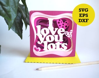 3D tunnel card love you paper cut SVG card cut file, cricut silhouette DIY, downloadable template