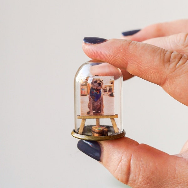 Pet portrait miniature ornament, personalised pet photo miniature