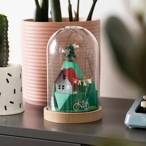 DIY Paper Sculpture Kit: Neighborhood Scene in Dome