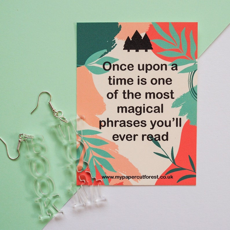 Book worm acrylic earring, literary gift, book lover gift image 10