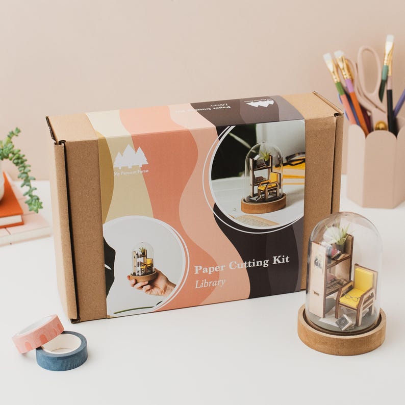 Paper Cutter Library DIY Library Paper Cutting Craft Kit: 3D Dome Scene - Etsy