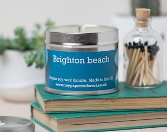 Beach scented soy wax candle, hand-poured vegan candles