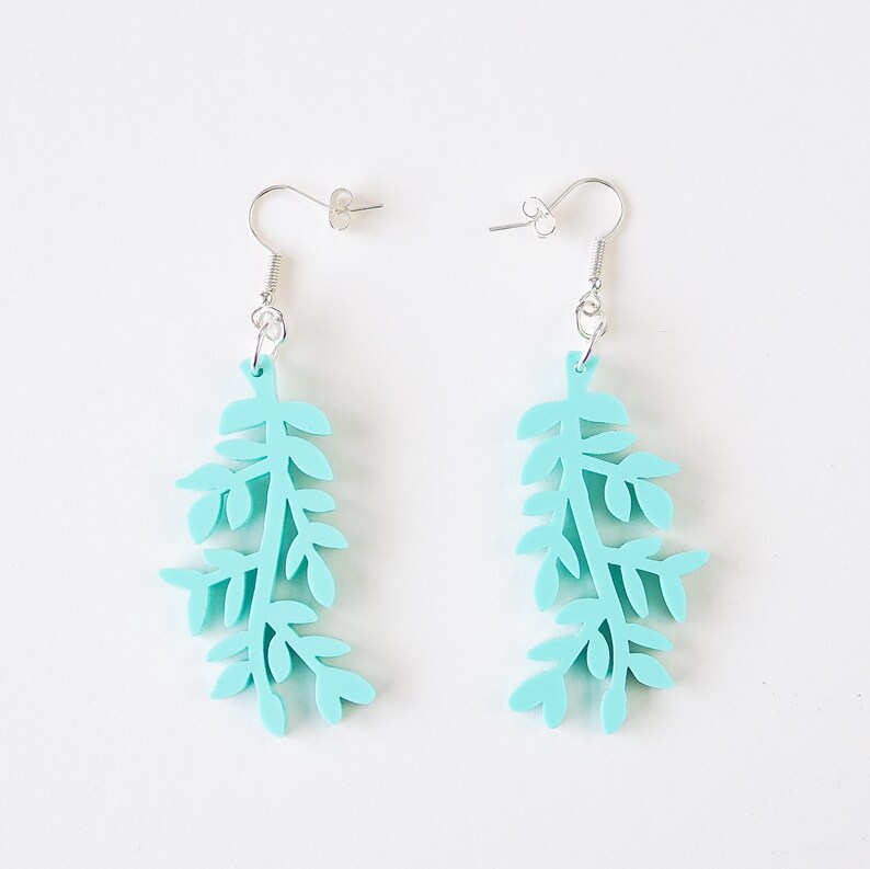 Acrylic Mint Leaf Earring Botanical Statement Earring Etsy UK