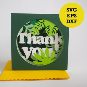 Tunnel thank you card paper cut SVG card cut file, cricut silhouette DIY, downloadable template