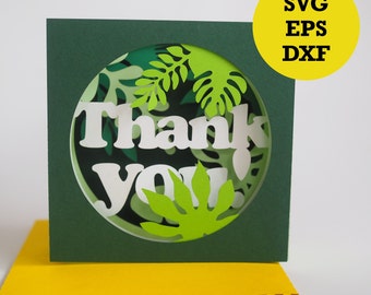 Tunnel thank you card paper cut SVG card cut file, cricut silhouette DIY, downloadable template