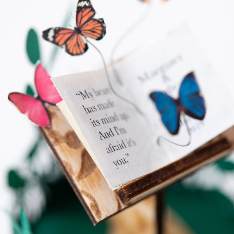 Personalised butterfly book on stand, handmade paper sculpture image 3