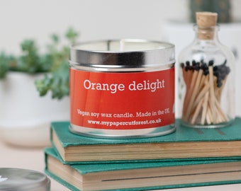 Orange scented soy candle, fruity scented vegan candle