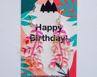 Birthday gift, botanical acrylic earring, gift for her