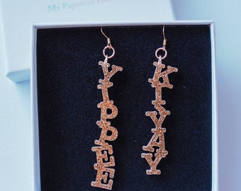 Yippee Kiyay dangle earring, die hard statement earring