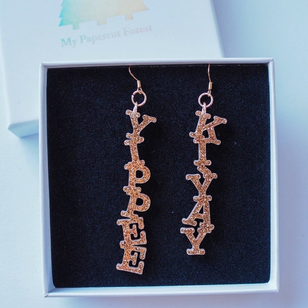 Yippee Kiyay dangle earring, die hard statement earring