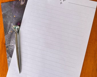 Cyfrowy papier listowy A4, Papier do pisania, Papier w linie, Personalizowany papier listowy, Papier listowy, Blask, Diament, Minimalistyczny, Nowoczesny