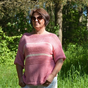 El tuyo Ropa de Mujer Tamaño Grande Jersey De Punto Grueso Con Textura Rosa
