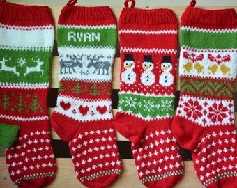 Personalized Christmas Stocking Hand Knitted  Christmas Gift Christmas Decoration