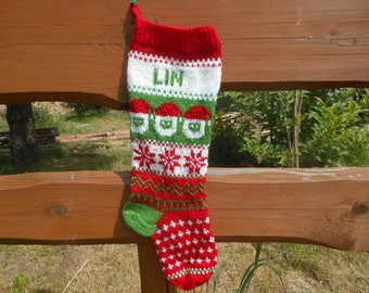 Personalized Christmas Stocking Hand Knitted With Santa Christmas Gift Christmas Decoration