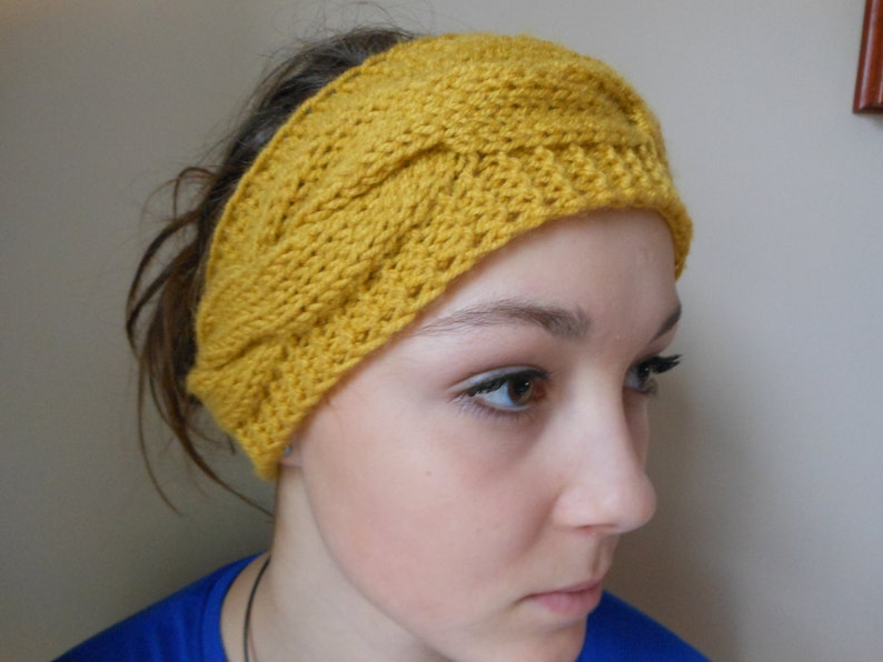 Knit Headband Ear Warmer Head Warmer Mustard Yellow image 3