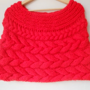 Cable Knitted Shawl Capelet Wedding Shrug Poncho Neck Warmer  Red Choose Color