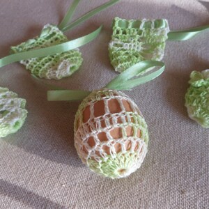 Crochet Easter Egg Cover, Set of 5 Hand Crocheted Easter Eggs Easter Decoration Green image 3