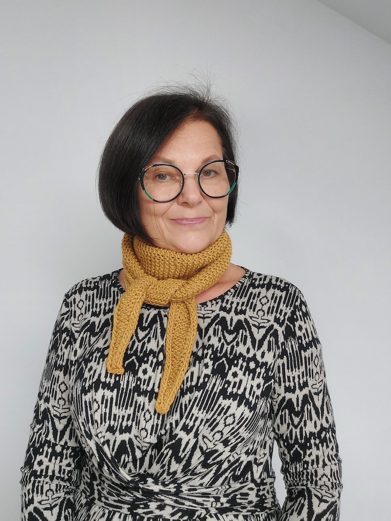 Hand Knit Mustard Yellow Mini Scarf - Soft Acrylic Sophie Scarf - Etsy