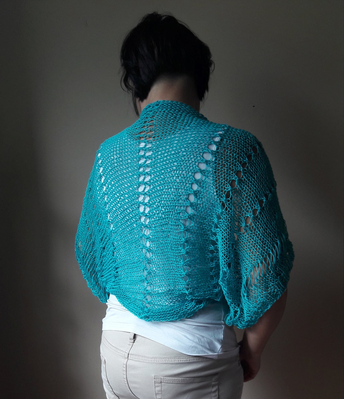 Knitted Shrug Bolero Summer Shrug Lace Turquoise Cotton Etsy