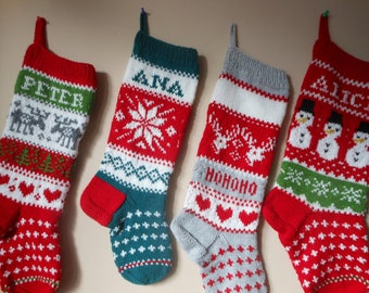 Personalisierte Weihnachtsstrumpf Hand gestrickt Weihnachtsgeschenk Weihnachtsdekoration