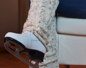 Hand Knitted Cable Leg Warmers Legwarmers Color Cream Tweed