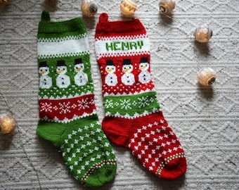 Personalized Christmas Stocking Hand Knitted  Christmas Gift Christmas Decoration White Red Green stockings