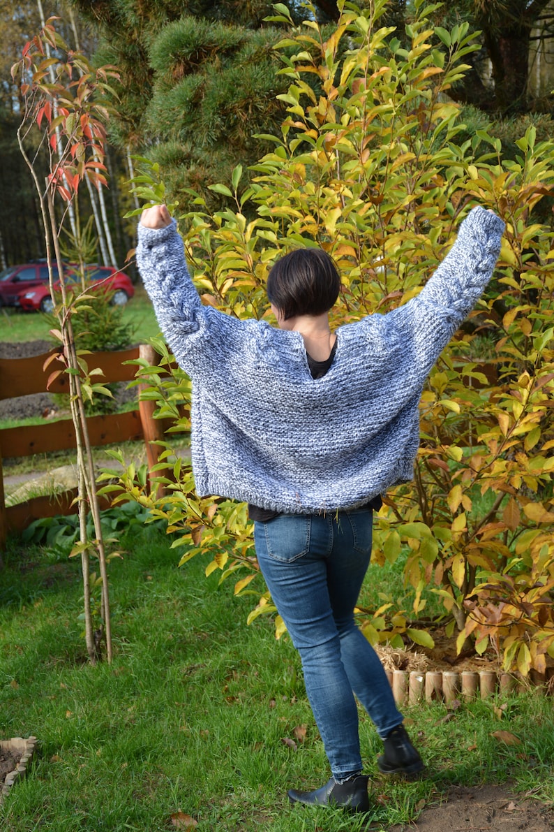 Oversized Hand Knit Cardigan,Bomber, Chunky Sweater, Open Style Cardigan, Chunky Jacket, Sweater Women's Cozy image 7