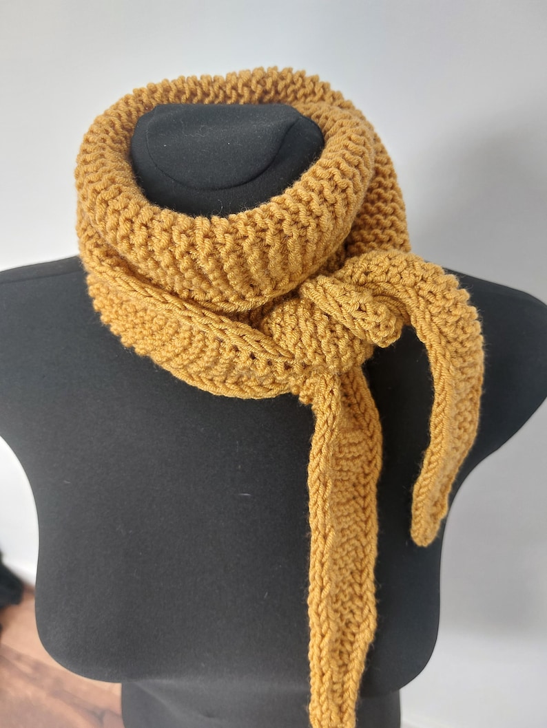 Hand Knit Mustard Yellow Mini Scarf - Soft Acrylic Sophie Scarf - Etsy