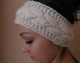 Knit Cable Headband  Ear Warmer Head Warmer Cream